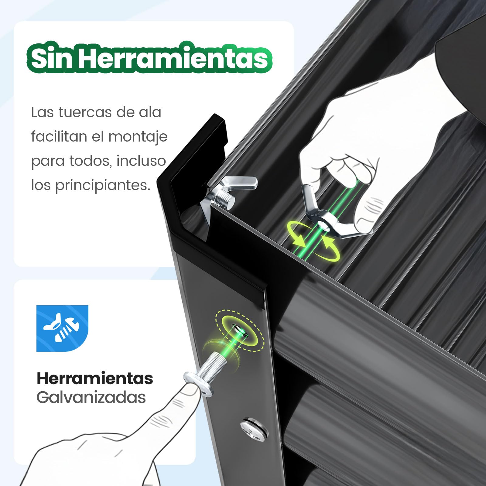 Quictent Jardineras Elevadas de Metal Galvanizado con Cubierta de Mini Invernadero, Macetero 3 en 1 Grande para Jardines, Patios y Terrazas, 240x120x30cm