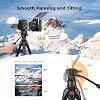 Trípode para cámara K&F CONCEPT de 73" con cabezal fluido | trípode de viaje de aluminio, movimiento suave de panorámica/inclinación para DSLR/Mirrorless/Camcorder, carga máxima 6.6 lb, A305A3+FH-04 3