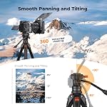K&F Concept 73" Trépied appareil photo avec tête fluide, Compact en aluminium portable voyage léger pour DSLR Caméscope sans miroir Spotting Scope Live Streaming Vlog, Max Charger 6.6lb