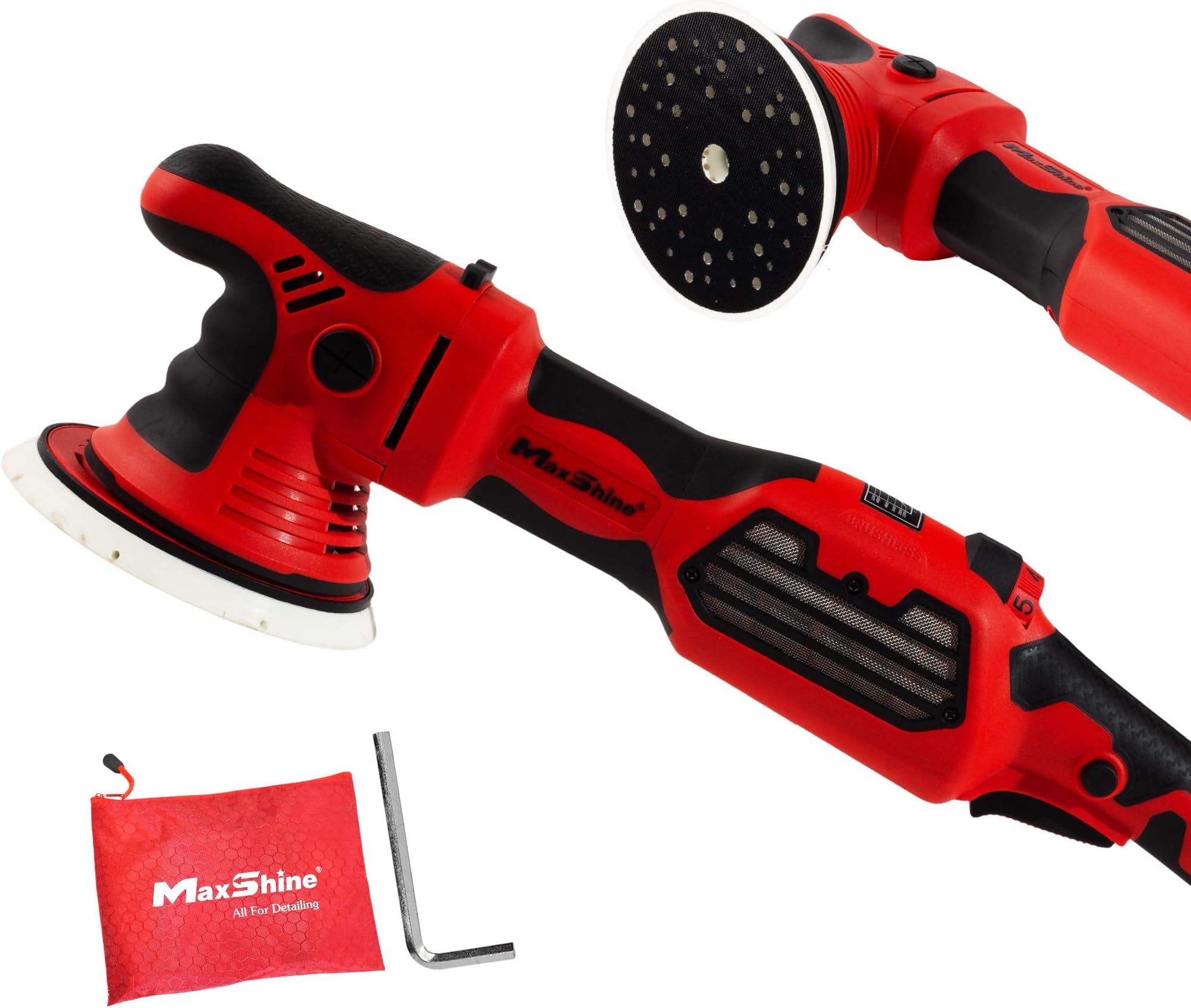 Maxshine 21mm Throw, 6" Plate MB21 Pro Brushless Dual Action Polisher - 1200W, 5/16”-24 Thread - Auto Detailing Tool for Buffing, Paint Protection, Swirl & Scratch Repair, Glossy Shine, Restoration