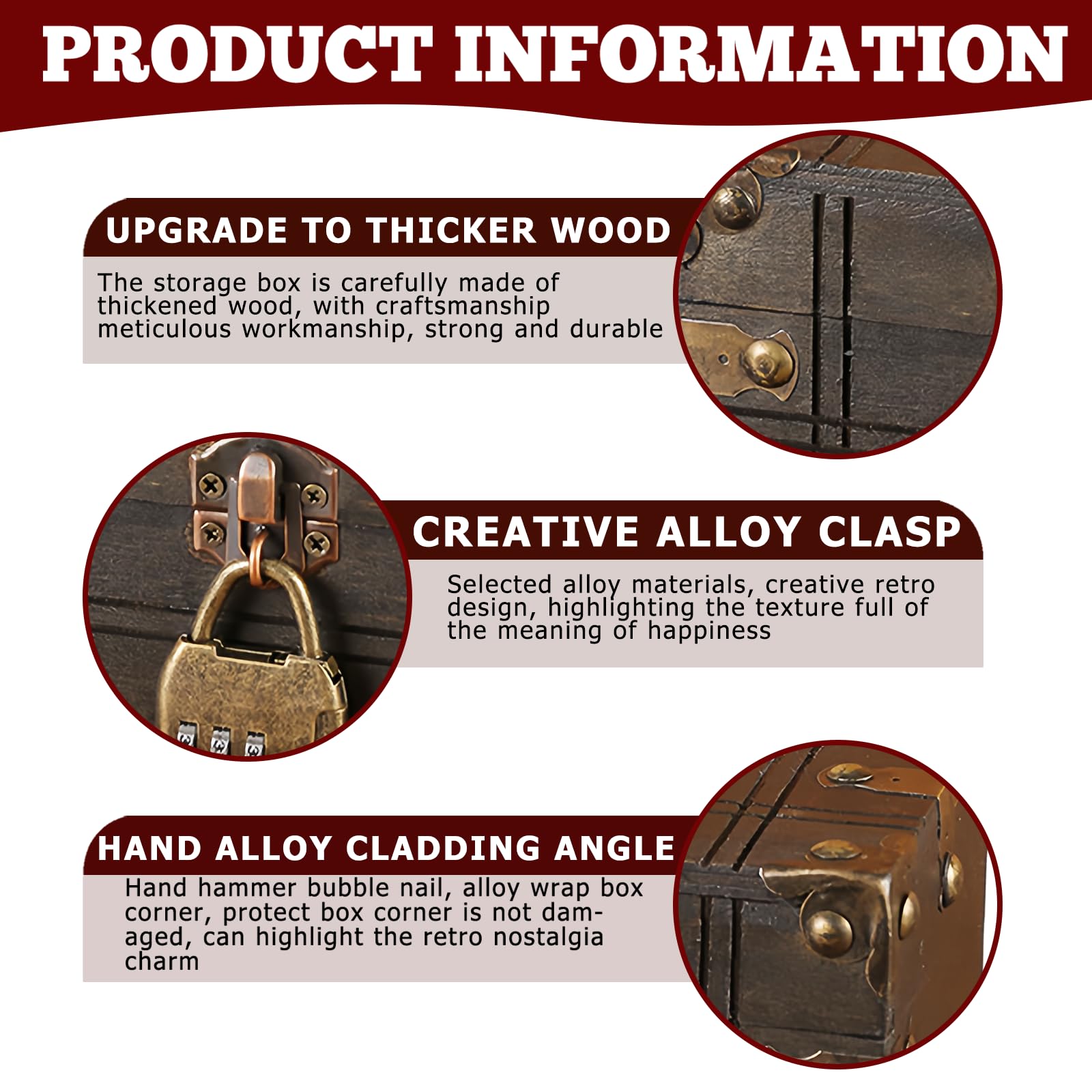 COFFRET TRÉSOR Verrouillable: WADNGU 16 X 11 X 9 Cm Boîte à