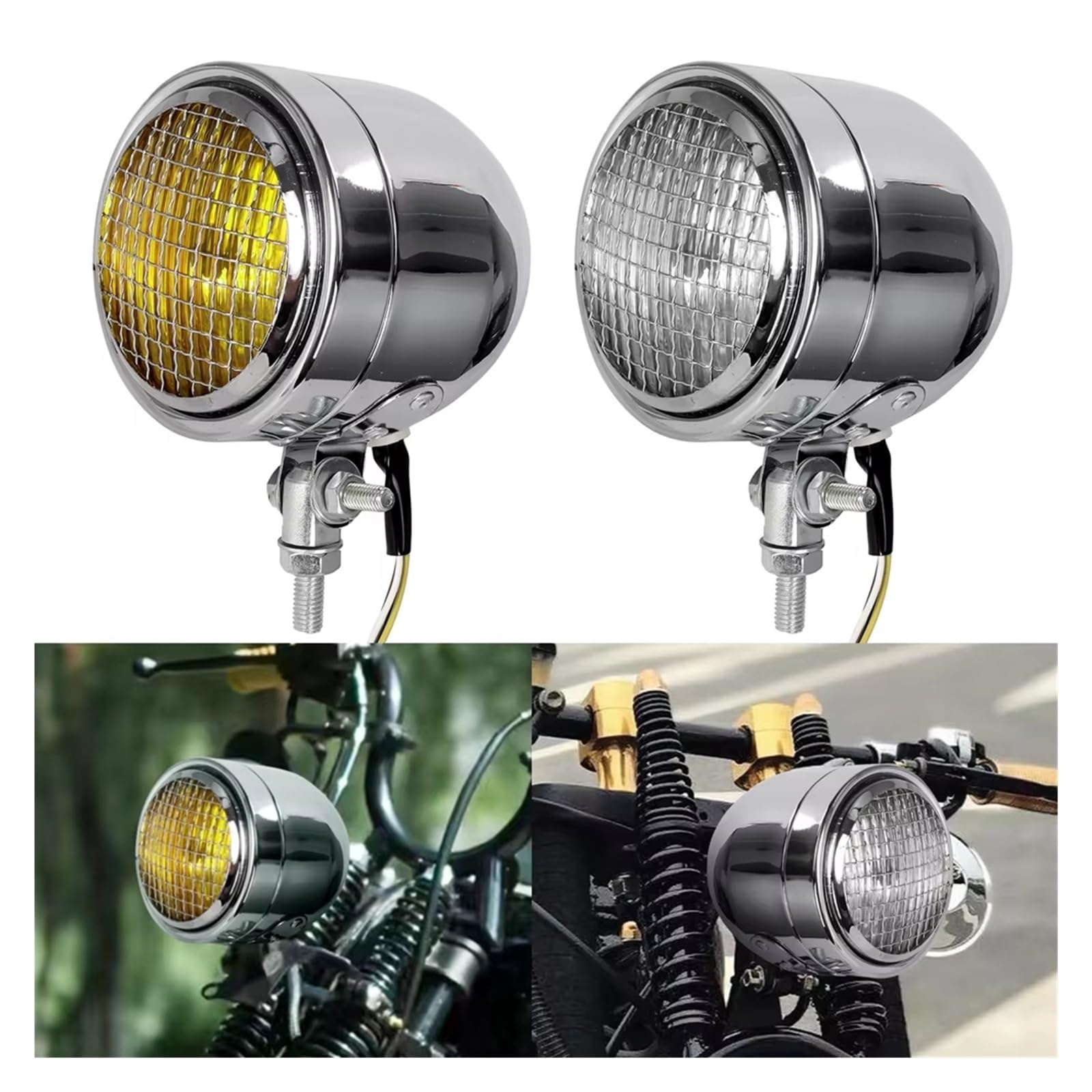 Proyector Moto Faros Delanteros Faro Delantero LED Redondo 4 Pulgadas Universal Retro Metal Ámbar Resistente Al Agua Moto per Cross Scooter