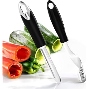 Stainless Steel Pepper Core Remover, Jalapeno Pepper Corer Tool Chili Deseeder, Sharp Edge Kitchen Gadget Seed Remover Dishwasher Safe, Slice off Vegetables tops for Barbecue