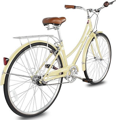 Vista 64 de Tracer Osaka - Bicicletas híbridas, marco de acero, Shimano Nexus Inter 3/7 velocidades, agarre marrón asiento marrón, bicicleta de carretera