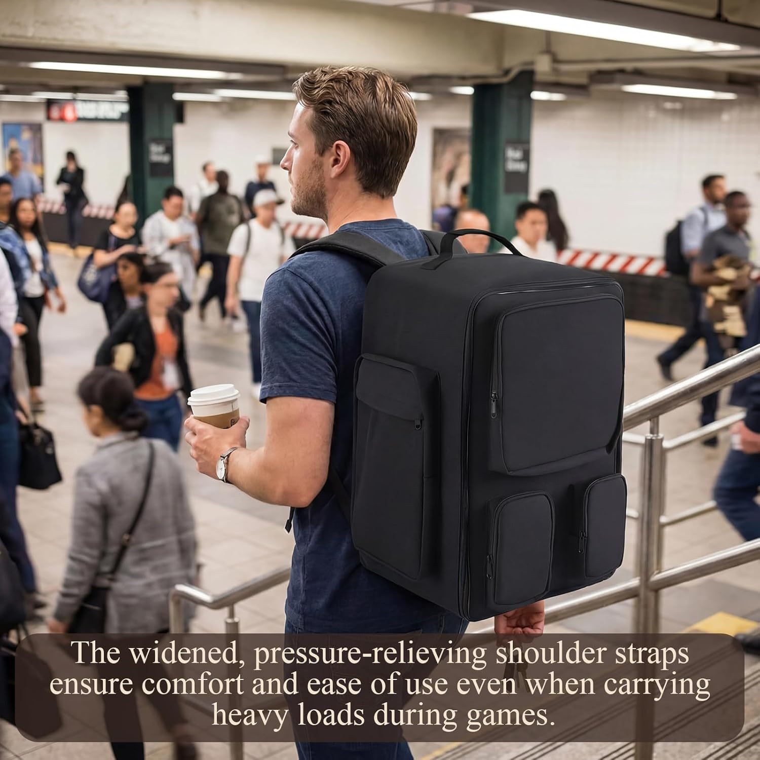 Abbylike 19.7 x 15.7 x 15.7 Inch Large Board Game Bag, Extra Large Board Game Backpack with Reinforced Structure, Padded Shoulder Straps & Multi Pockets for Dice, Cards & Tabletop Storage Travel