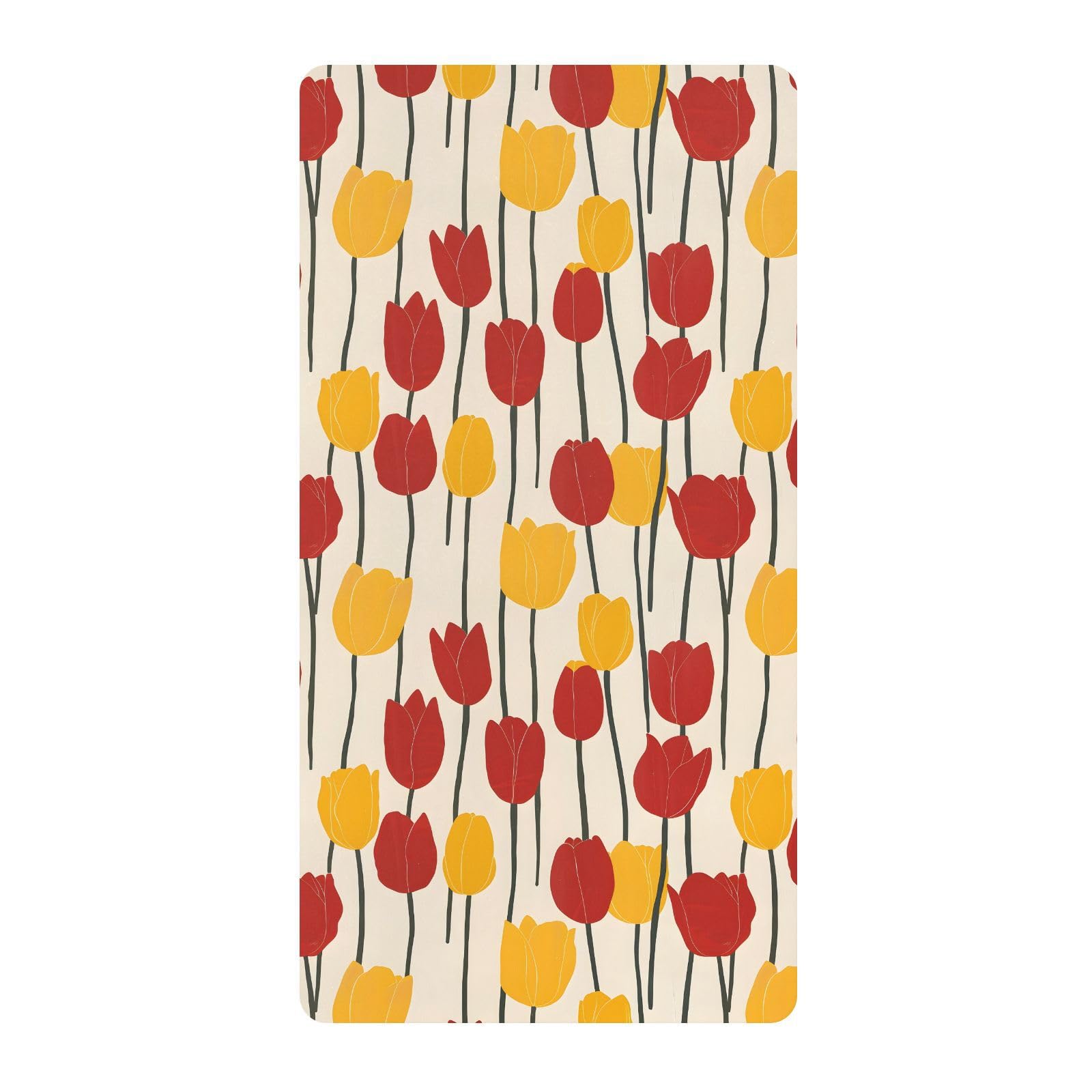 Drap-housse pour berceau de bébé motif tulipes rouges et jaunes pour garçons et filles, 71,1 x 132,1 cm