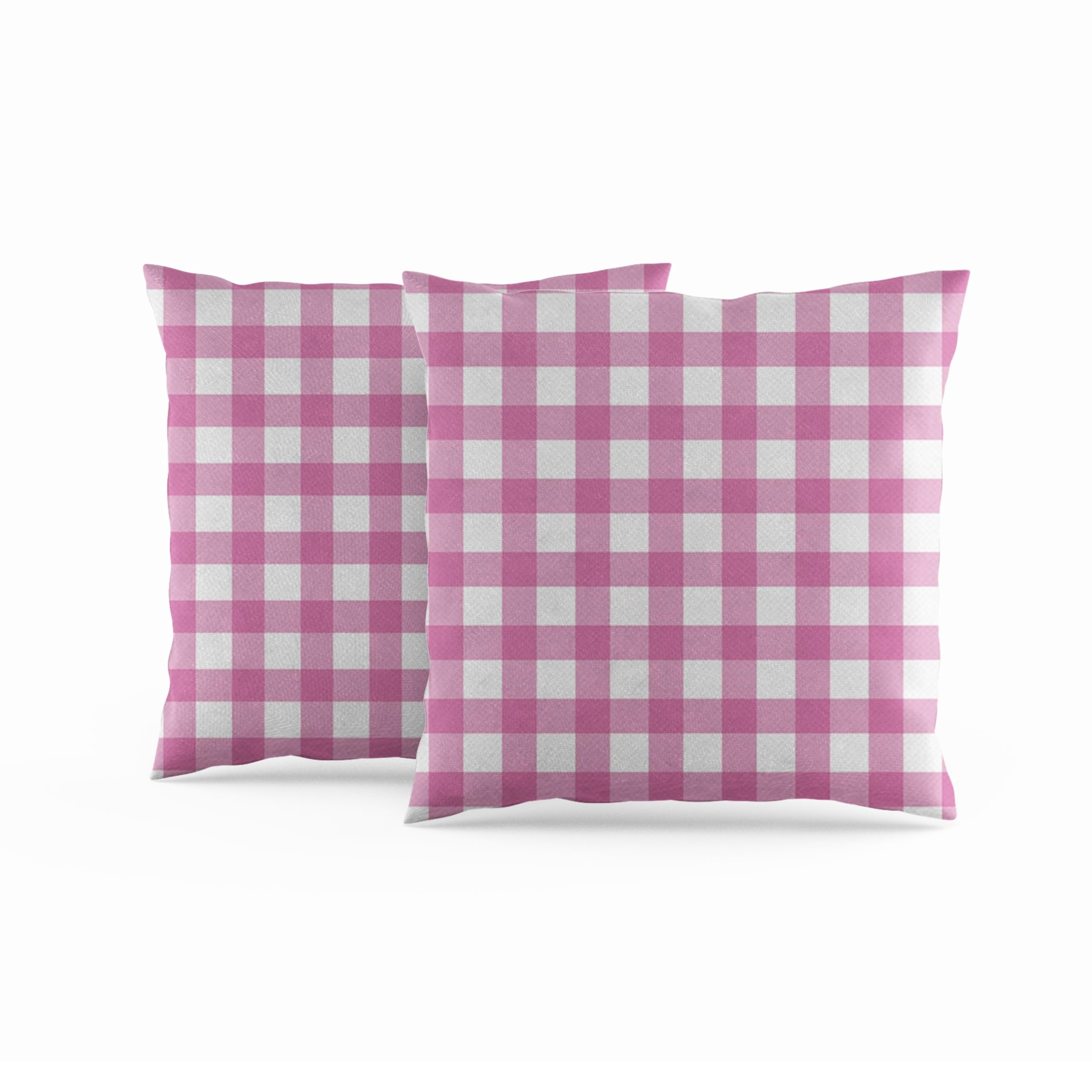 ggaimwf Gingham Pillow Cases 2 Pack 45x45cm Farmhouse Decorative Cushions Covers Pastel Checked Pink Square Throw Pillow Covers for Sofa Couch Living Room Bedroom Home Decor Scatter Cushion Case
