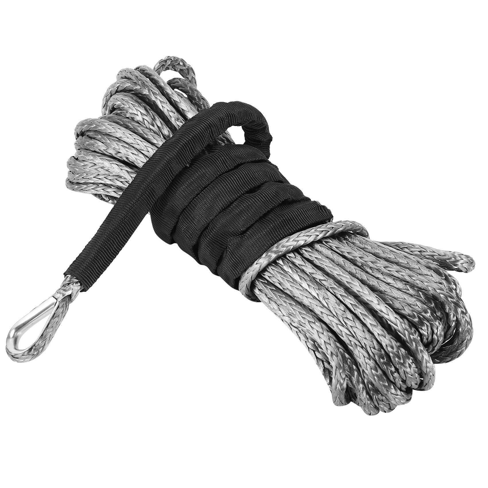 PRATYAHARA Corde de Câble de Ligne de Treuil SynthéTique de 3/16 Po X 50 Po 7700LBs avec Manchon de Protection pour UTV (Gris)