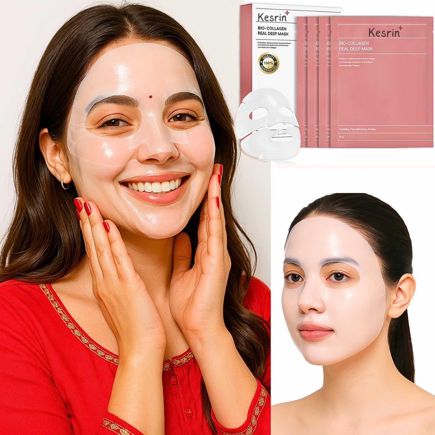 Bio-Collagen Real Deep Mask (Pack of 4) | Korean Glass Skin | Hydrating Overnight Hydrogel Face Mask for Pore Minimizing, Firming & Elasticity Boost | Anti-Aging Collagen Sheet Mask for Glowing Skin-image-40