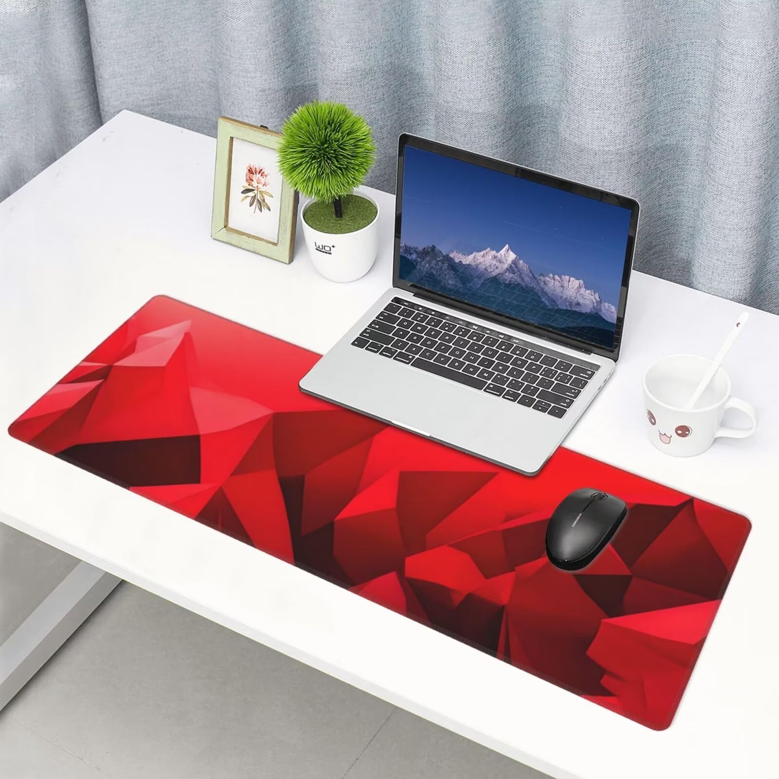 Tappetino Mouse, Tappetino Mouse Gaming Grande XXL 1500x800x3mm Tappetino Scrivania Mouse Pad, Base in Gomma Antiscivolo, Bordi Cuciti,Lavabile, Mousepad per Ufficio e Gaming (rosso) R-288