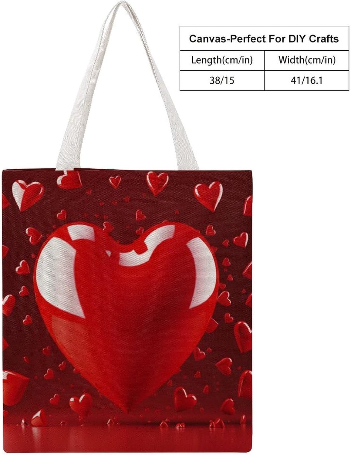 Love Heart Canvas Tote Bag Reusable Grocery Bag image 4