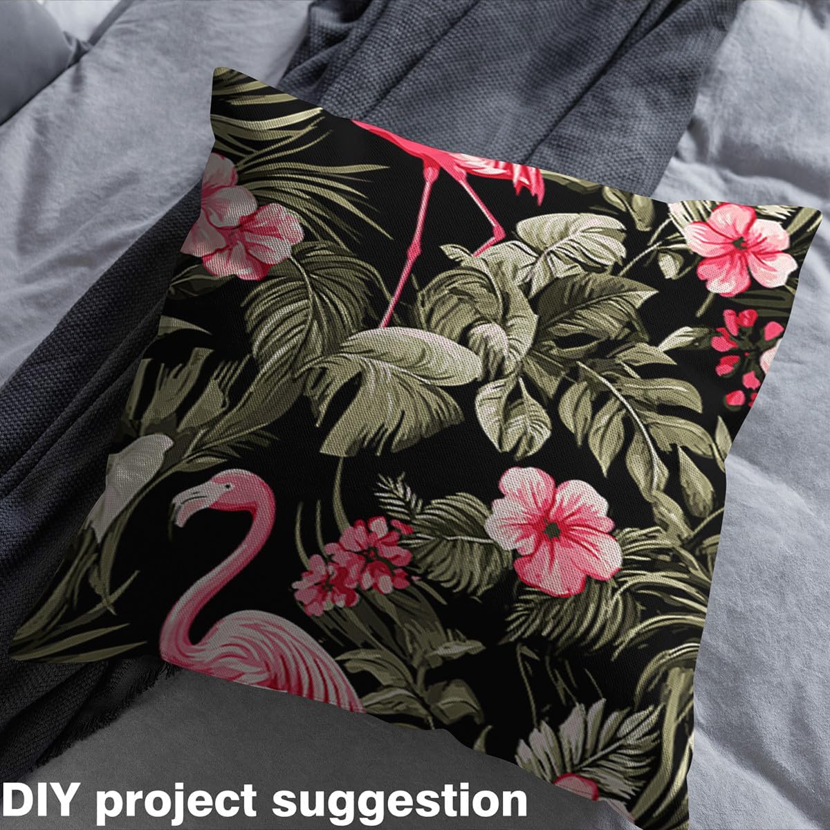 Flamingo Upholstery Fabric for Chairs, Tropical Floral Palm Leaf Outdoor Fabric by The Yard, Hawaiian Tropical Island Decorative Fabric for Upholstery and Home DIY Projects, 5 Yards, Pink Green