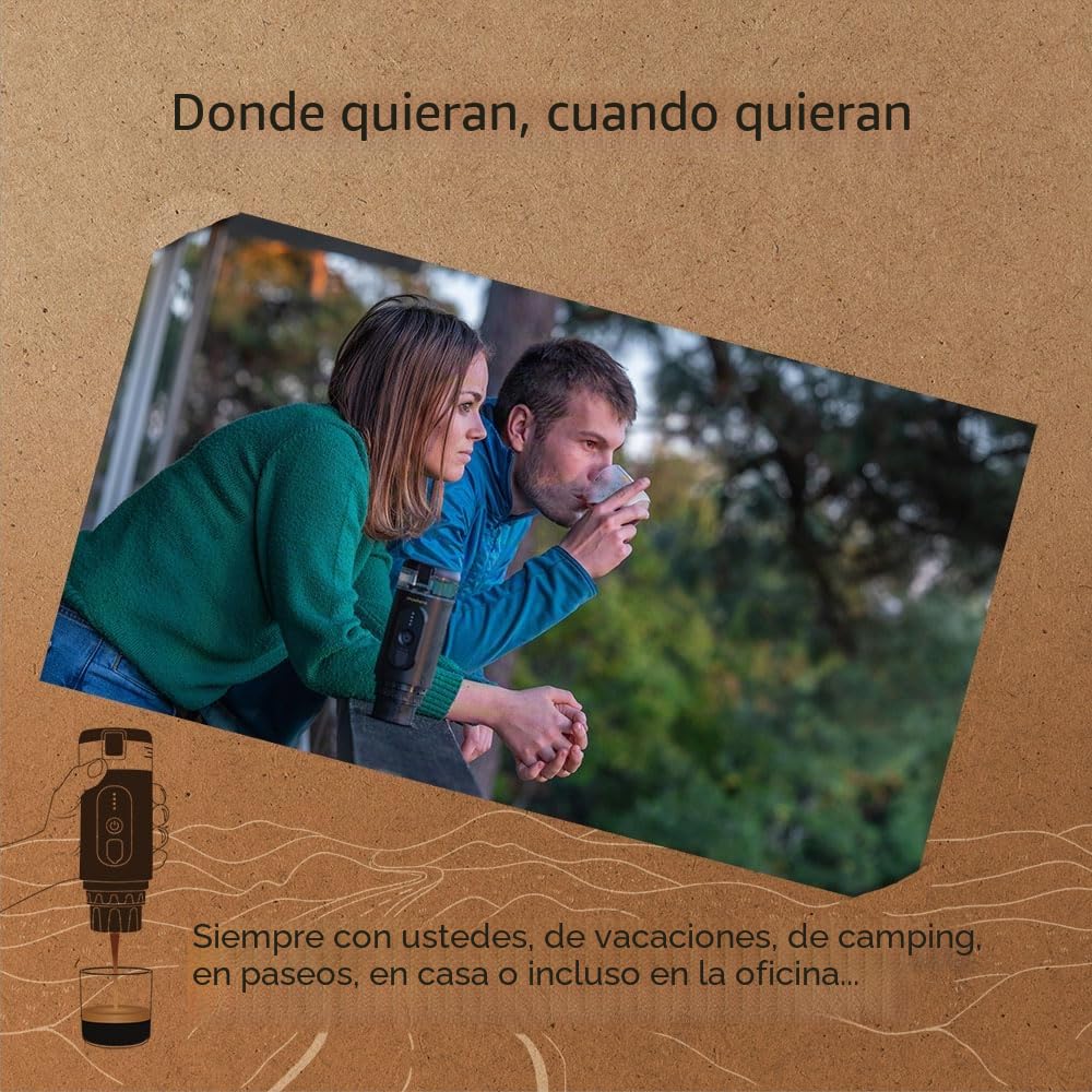 Handpresso - E-Presso+ 21710 | cafetera portatil capsulas con batería alto rendimiento recargable usb extraíble | cafetera viaje para cápsulas espresso o café molido |tanche gran capacidad (80 ml)