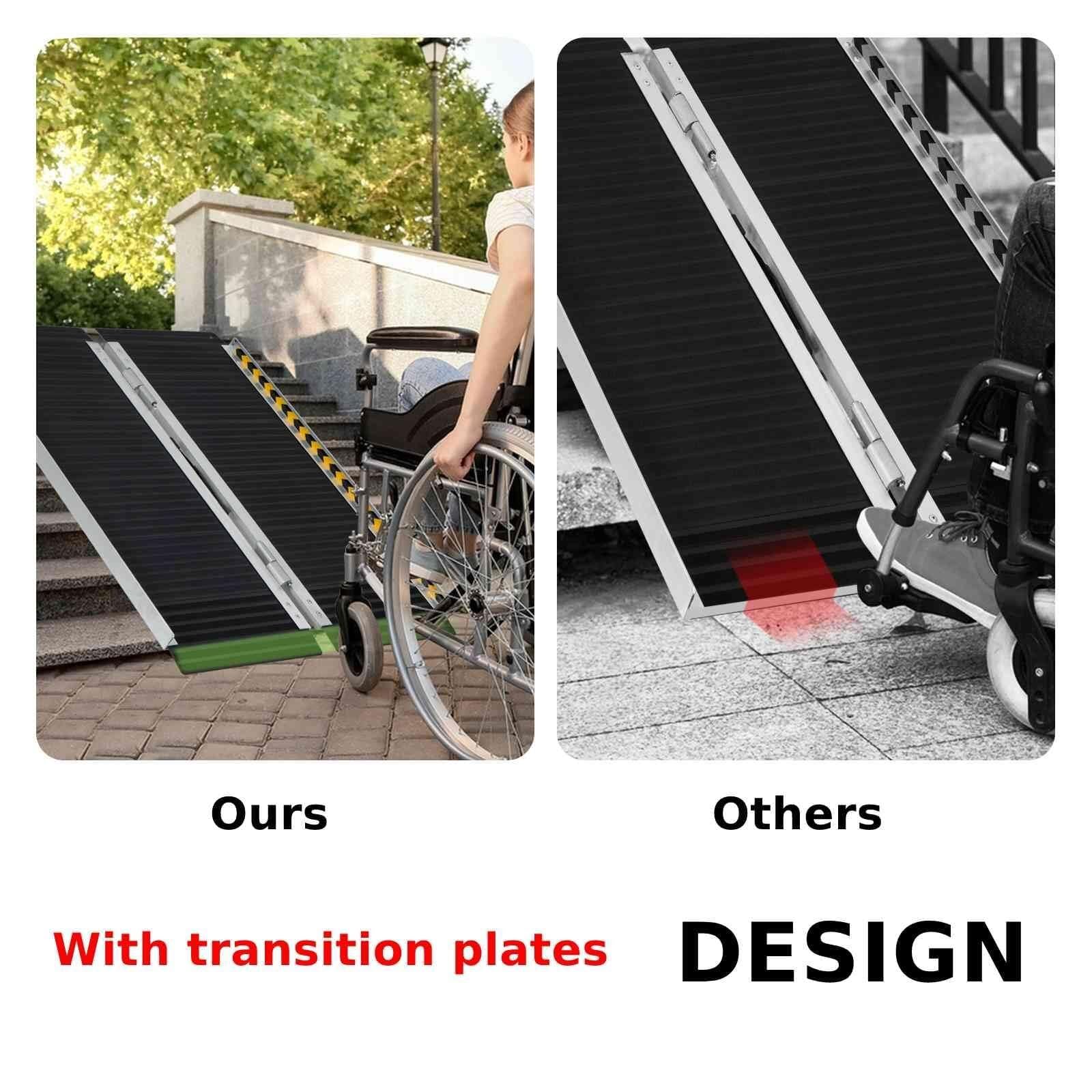 Rampa De Escalada Auxiliar Móvil For Silla De Ruedas De 3 Pies/4 Pies/5 Pies/6 Pies, Rampa De Umbral De Aluminio Portátil Con Placa De Transición, Rampas Telescópicas For Scooter De Movilidad For Esca