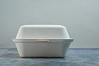 Vista 5 de [Paquete de 100] Green Wave Evolution TW-BOO-004 - Recipientes para alimentos de 6 x 6 x 3 pulgadas, bagazo con aspecto de mármol, 100% compostable