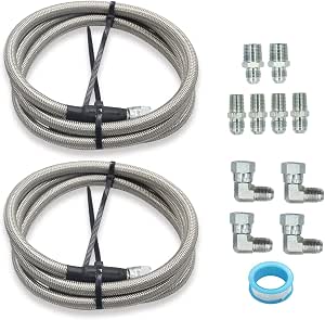 70" Flexible Stainless Steel Braided Transmission Cooler Hose Line For Chevy 4L60E & 700R4 (AN6 Fitting)