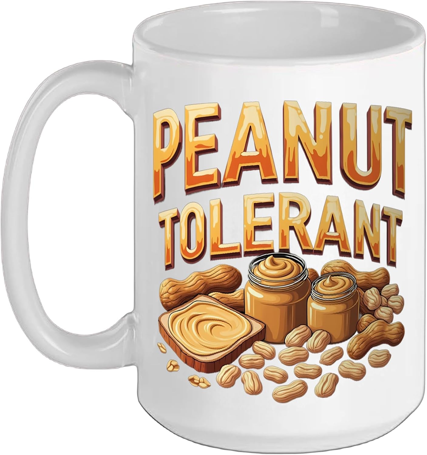 Retro Peanut Humor Food Funny Ceramic Mug, White, 15oz