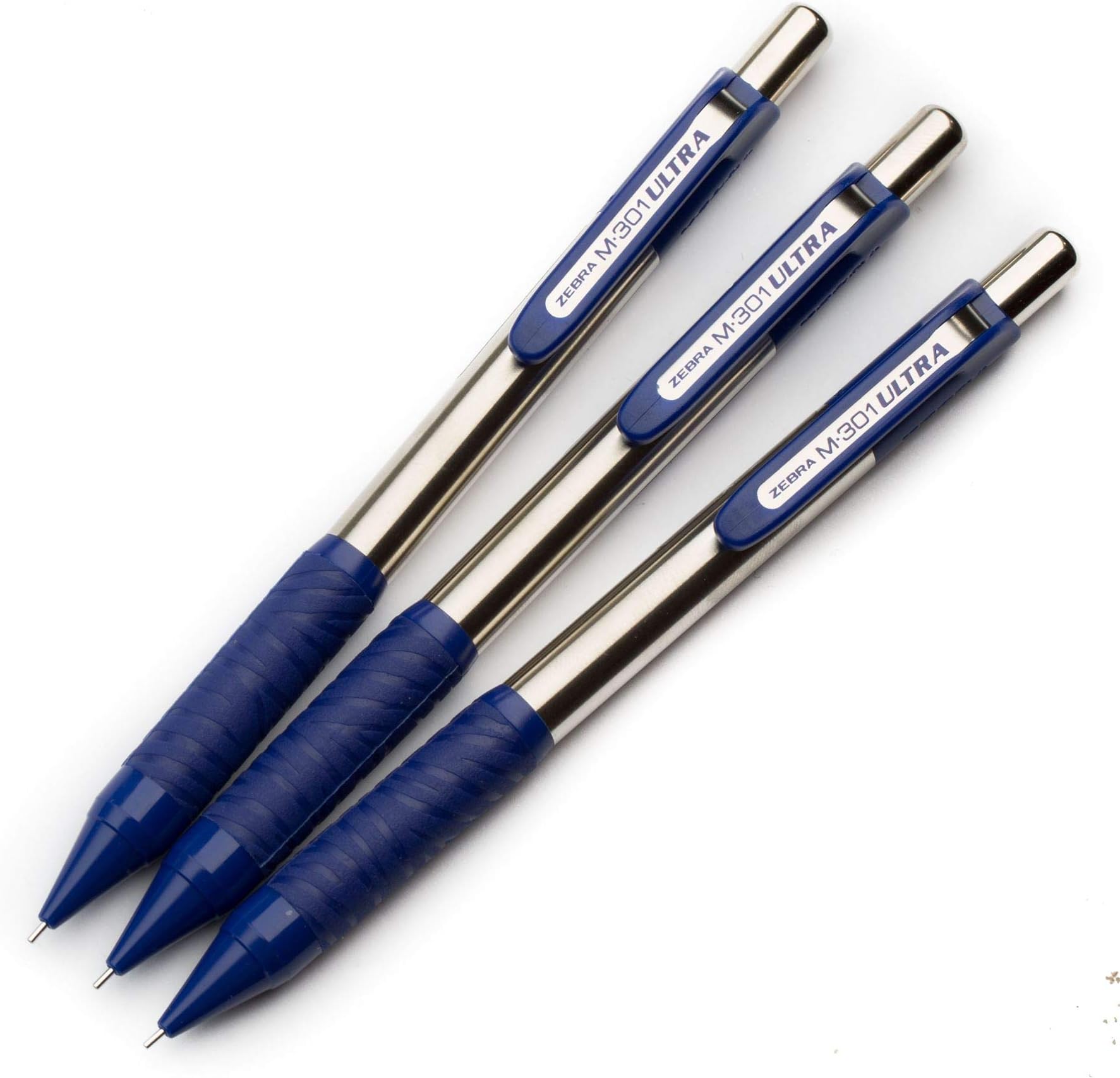 Zebra M-301 Ultra Stainless Steel Mechanical Pencils- 0.5mm HB - Blue - Pack of 3