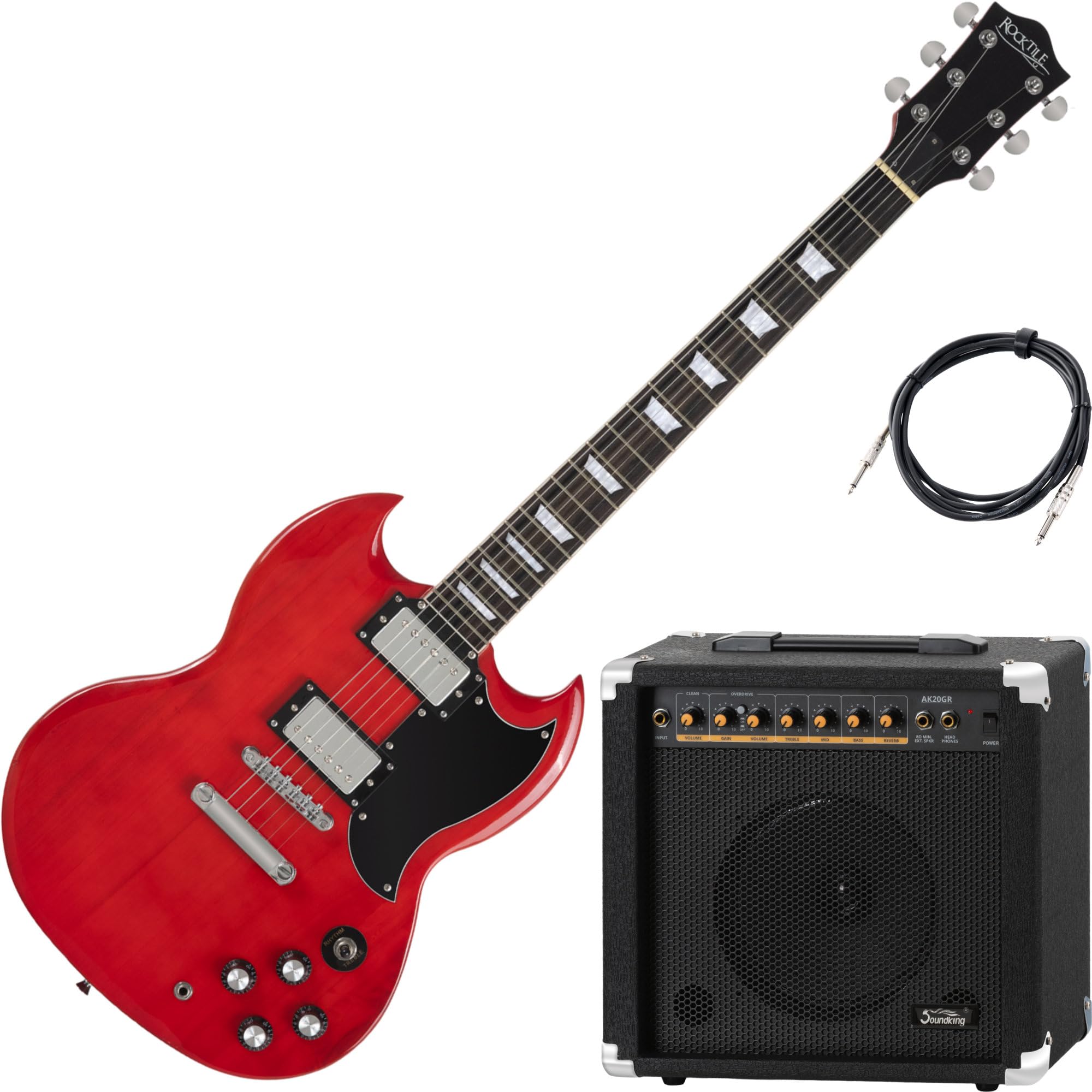 Rocktile Pro S-Red Guitare Électrique Heritage Cherry AK20GR Set, 3 kg