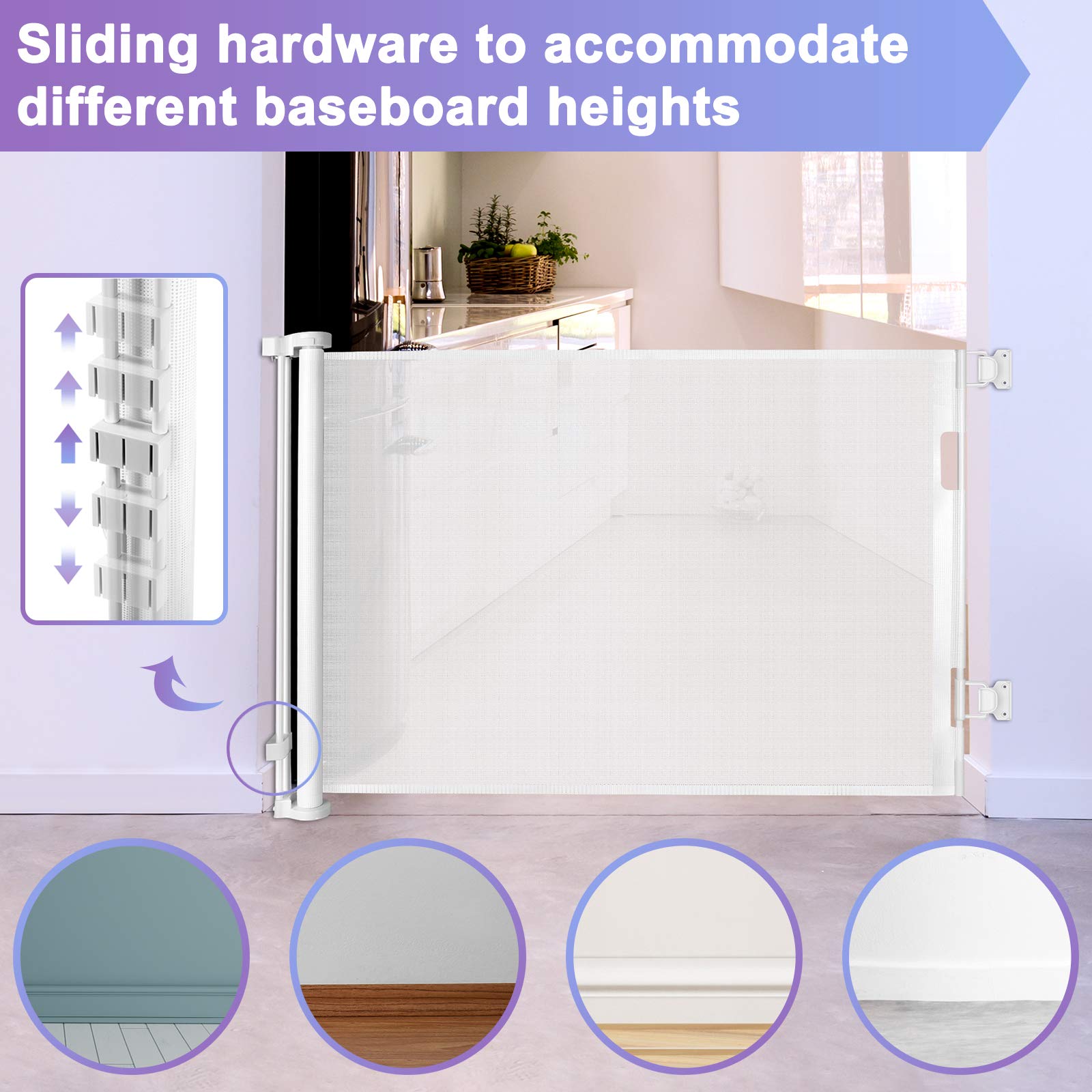 Retractable Baby Gate Space Saving and Extends to 58" Wide Movable