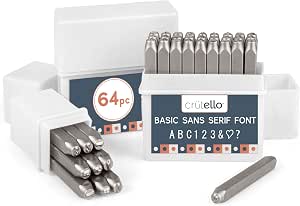 Kit D'estampage Métal 63 Pièces - Poinçons Lettres Et Chiffres 3 Mm, Marteau, Bloc En Acier, Pour Bijoux Et Cuir - 3
