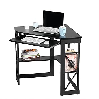 コンパクトデザインの頑丈な三角デスク - ラックとキーボードトレイ付き、A4対応 71AnpSkDLFL._UF350,350_QL80_.jpg