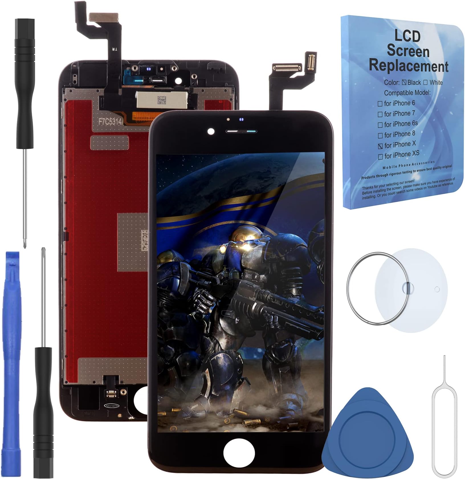 passionTR for iPhone 6S Plus 5.5 Inch Retina HD LCD Digitizer Touch Screen Display Replacement Full Complete Frame Assembly Repair Tools Black