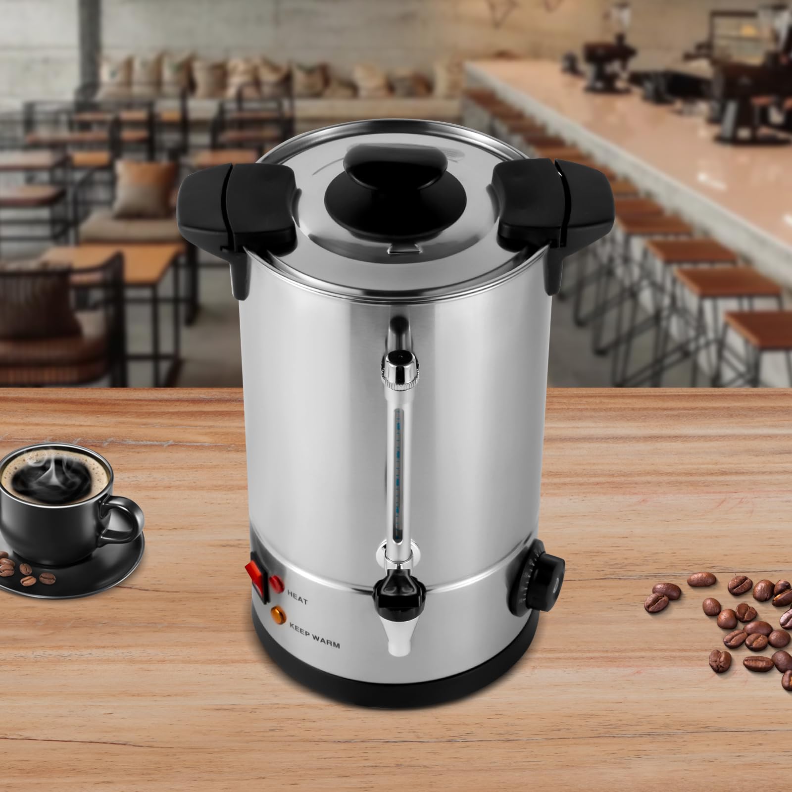 Commercial Grade Coffee Urn 8L/2.11gal Stainless Steel Coffee Urn Tea Urn 1KW Portable Percolator Beverage Dispenser Coffee Maker with Plastic Filter & Faucet Hot Water Kettle for Home Office Use