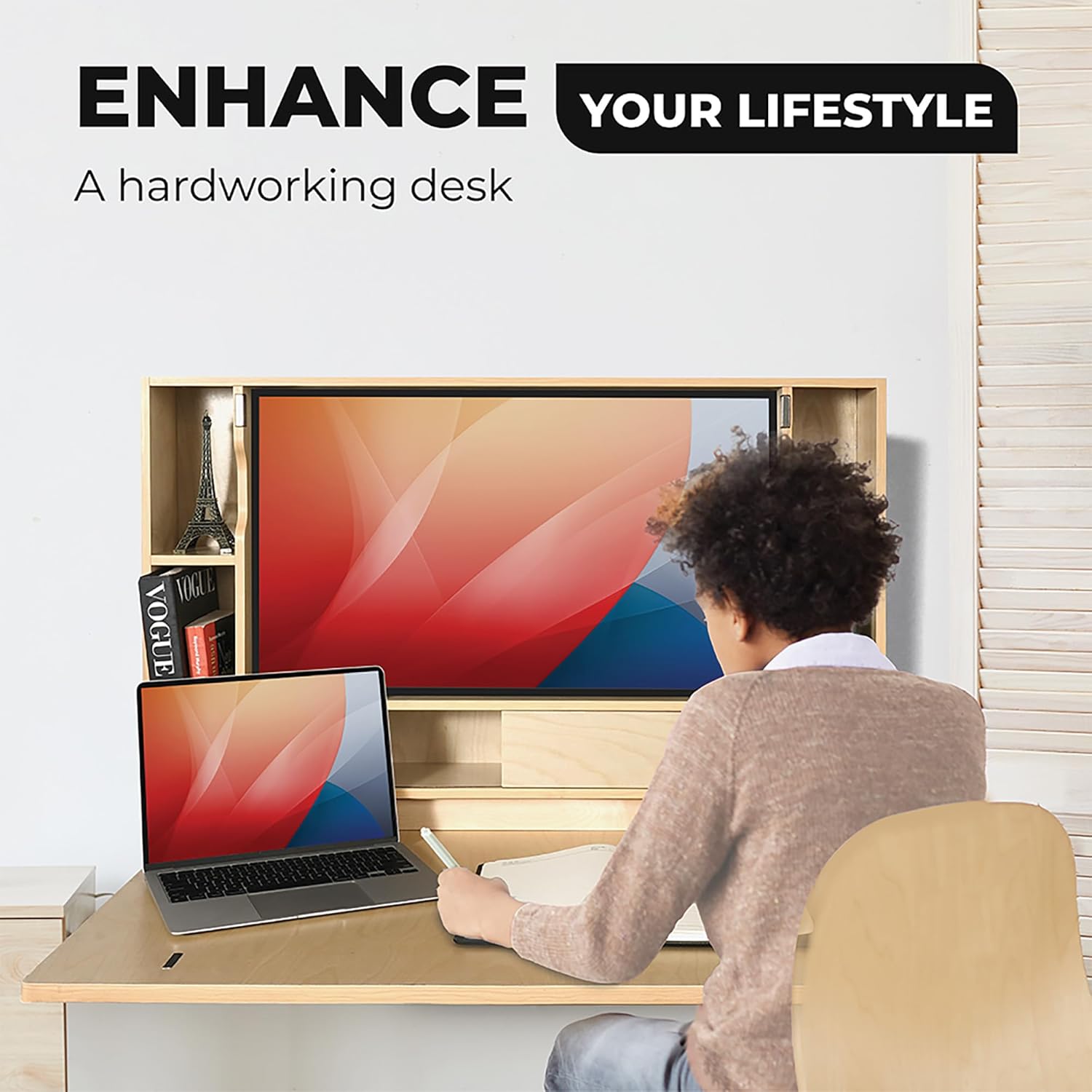 Wall Mounted Folding Desk 36 Inch for Small Spaces