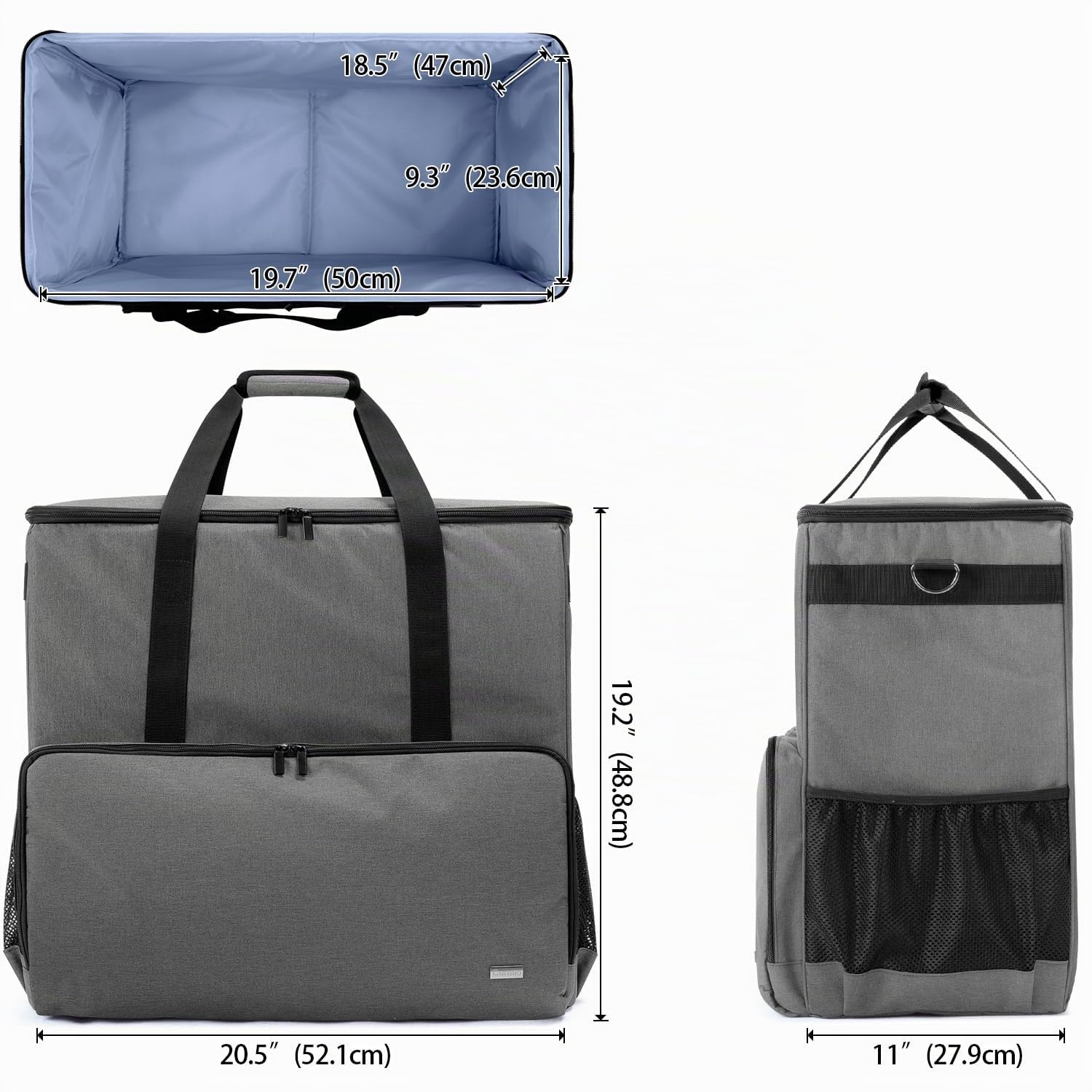 CURMIO Sac de Transport pour Tour PC et Clavier, Gris | Sac de Voyage pour Ordinateur Hôte, Bandoulière, Coussinet de Pied au Fond, pour Gamer/ Multimédia/ Bureau/ Office