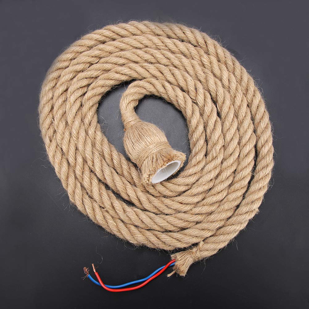 Pend Lights,Lamp Hemp Rope,3m E27 Vintage Hemp Rope Ceiling Light Base Pend Lamp Bulb Holder 85-265V