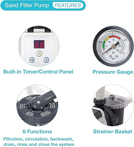 Miniatura 2 de Intex 26651EG Krystal Clear 3000 GPH Bomba de filtro de arena para piscinas sobre el suelo con OptiFlow Paquete de 3 filtros de sílice pura de alta