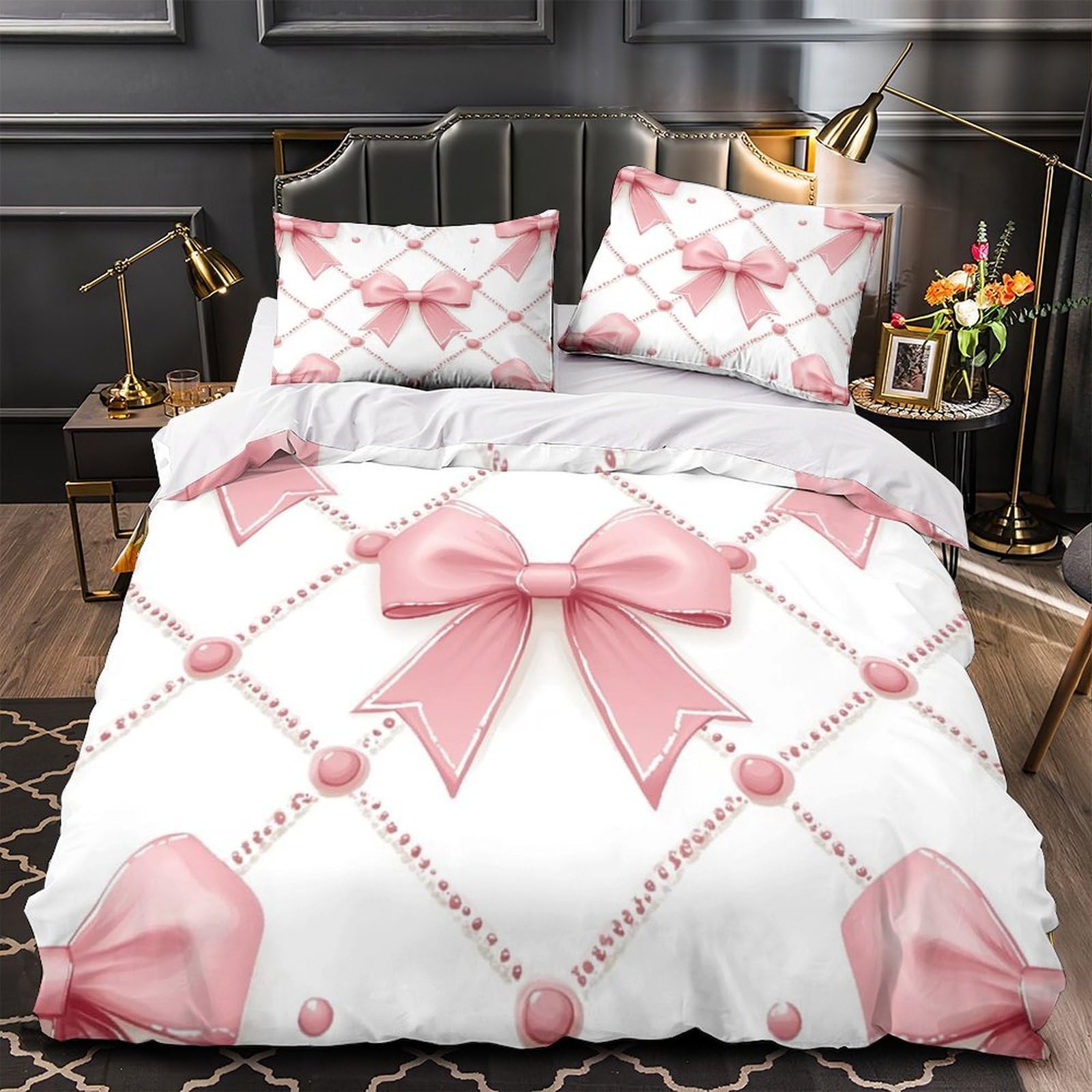 Housse de couette nœuds roses pour décorer la chambre de vos filles et garçons