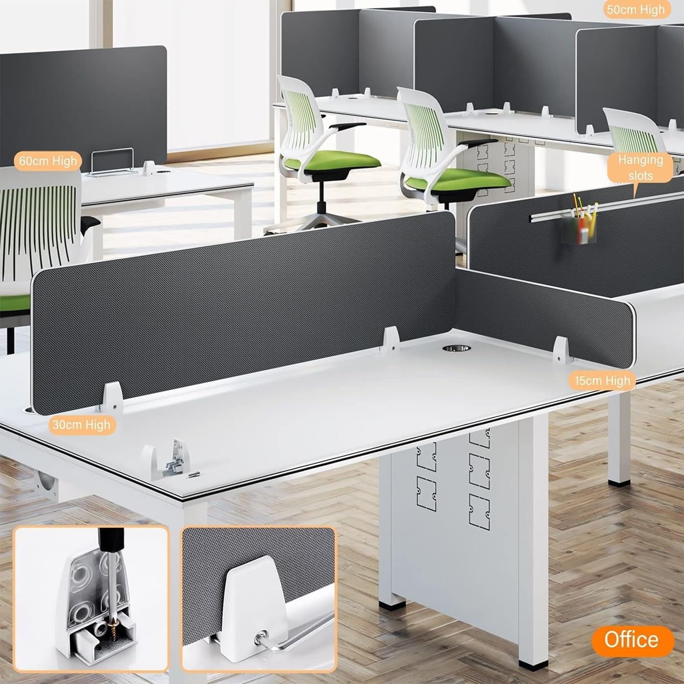 Desk Dividers for Office, Single Panel Privacy Shields Tabletop Separators Tall 12" Acoustic Partition System with Clips, Home Learning Testing Guard, 5PCS Office Furniture Partitions (Color : C, Si