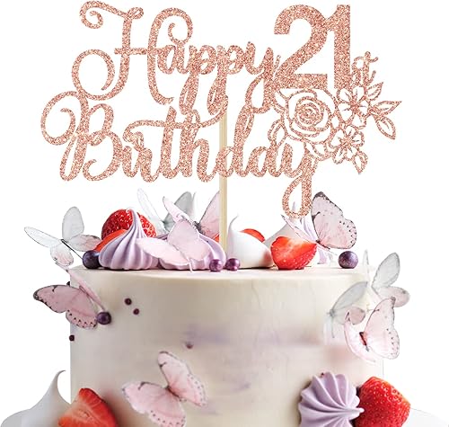 Decoración para pastel de feliz cumpleaños 21, decoraciones de felicitación a 21 años, decoración fabulosa de 21, decoraciones de fiesta de