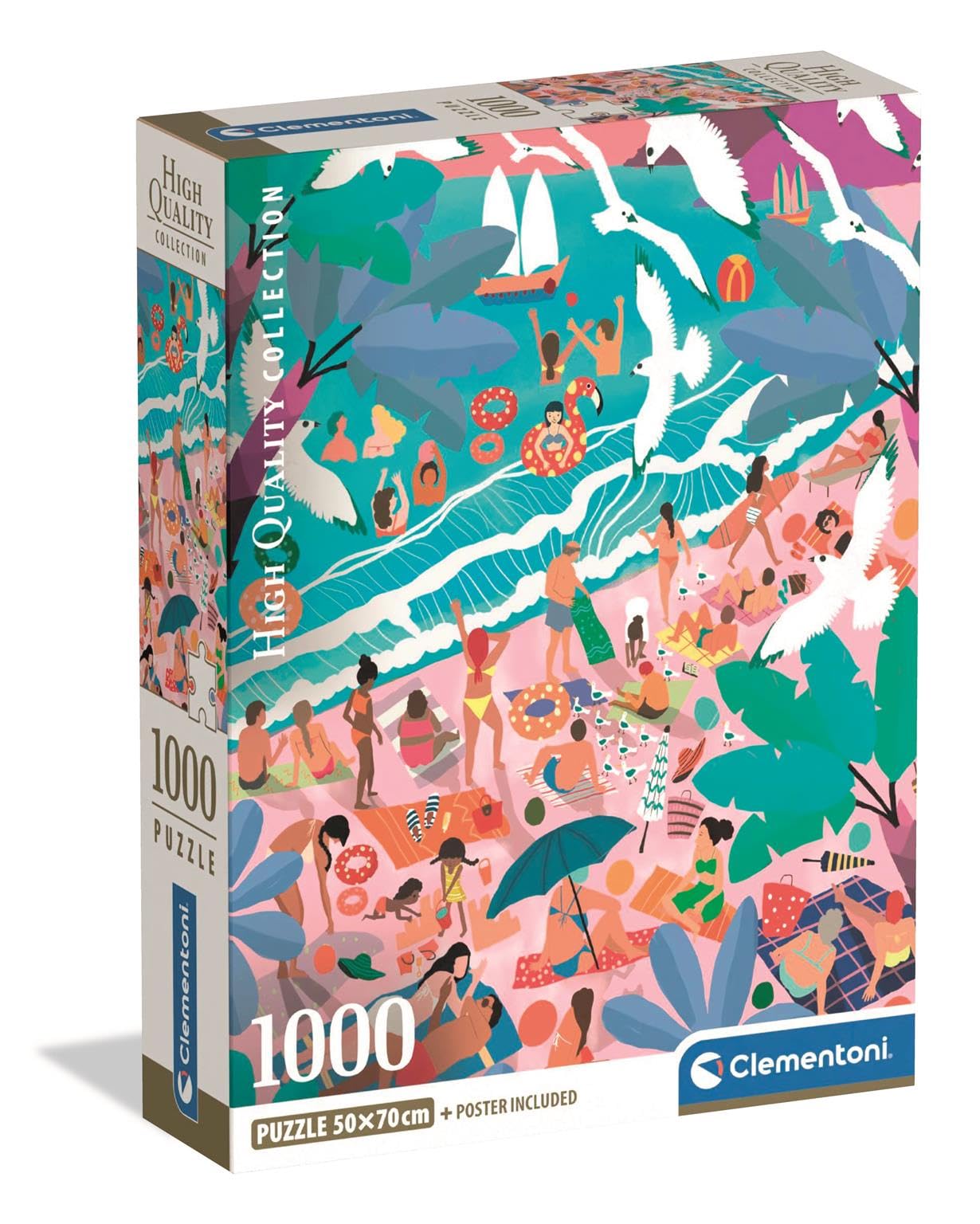 Clementoni Jigsaw Puzzle 1000 pieces. Sunday at the Beach, Puzzle for Adults 14-99 Years, Compact box, 39938, Made in Italy