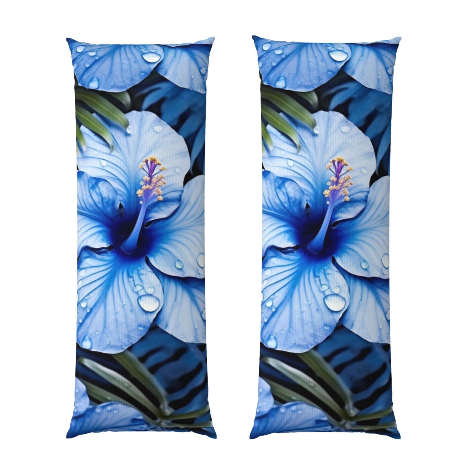 Housse de coussin de corps pour lit et canapé motif jungle bleue