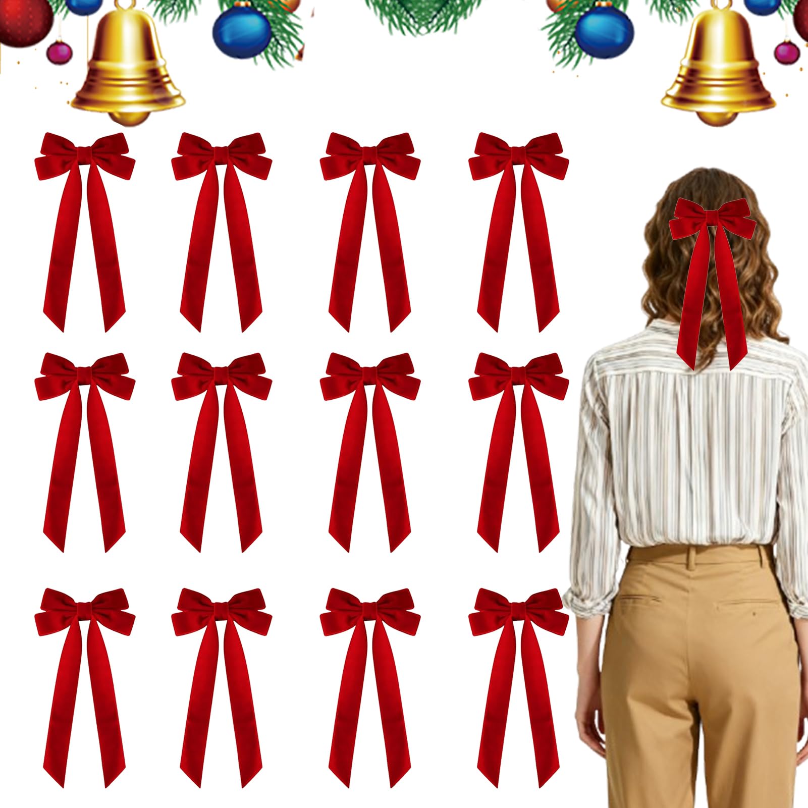 Lazos de terciopelo para árbol de Navidad con clip metálico de alta resistencia