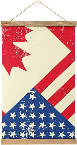 Bandera de Estados Unidos y Canadá para colgar en la pared, lienzo, impresión artística, pintura para colgar en la pared para decoración del hogar