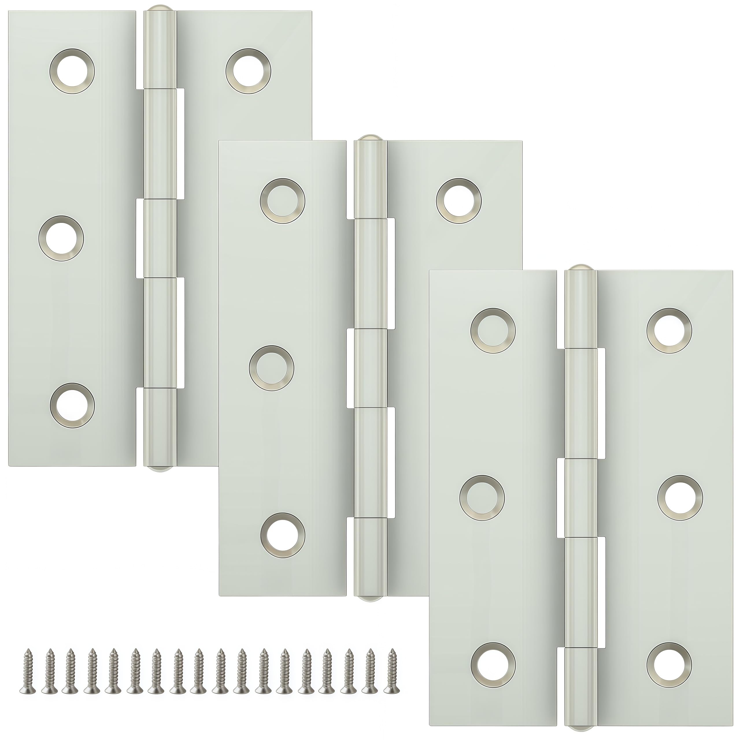 Vbnexyr Regular 3 Pack Of Stainless Steel Folding Hinges For Cabinets Casement Hinges And Door/Window Hardware With Screws 75 * 50 * 1Mm