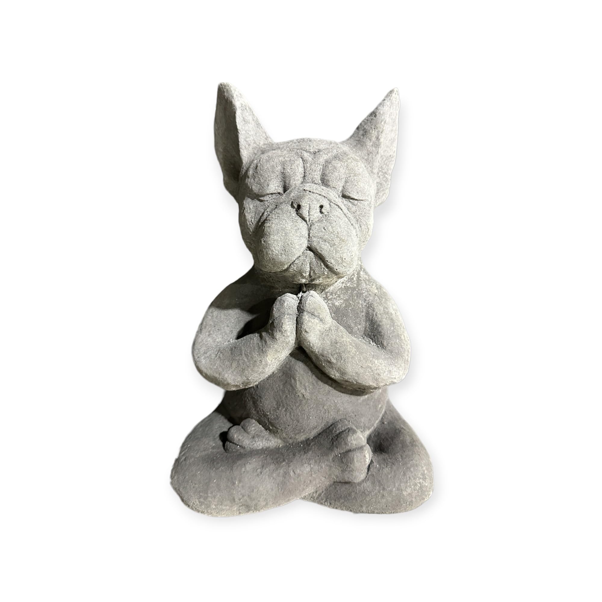OriginalPaul Skulp & Betondesign Steinfigur Yoga Französische Bulldogge Massiv Gartenfigur Geschenkidee Höhe 30cm Gewicht ca. 8kg Frenchie