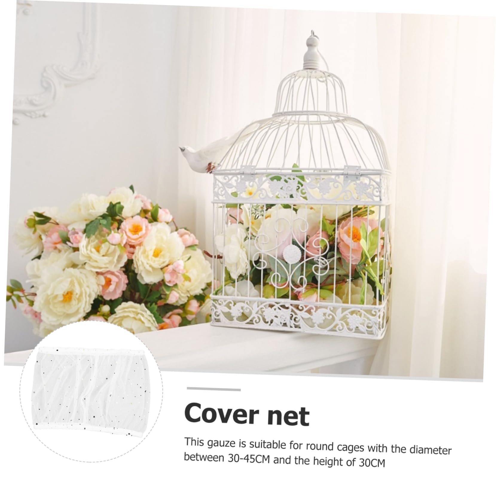 Yardwe Elastic Mesh Cage Cover for Bird Cage Round 30-45cm Diameter Easy to Clean