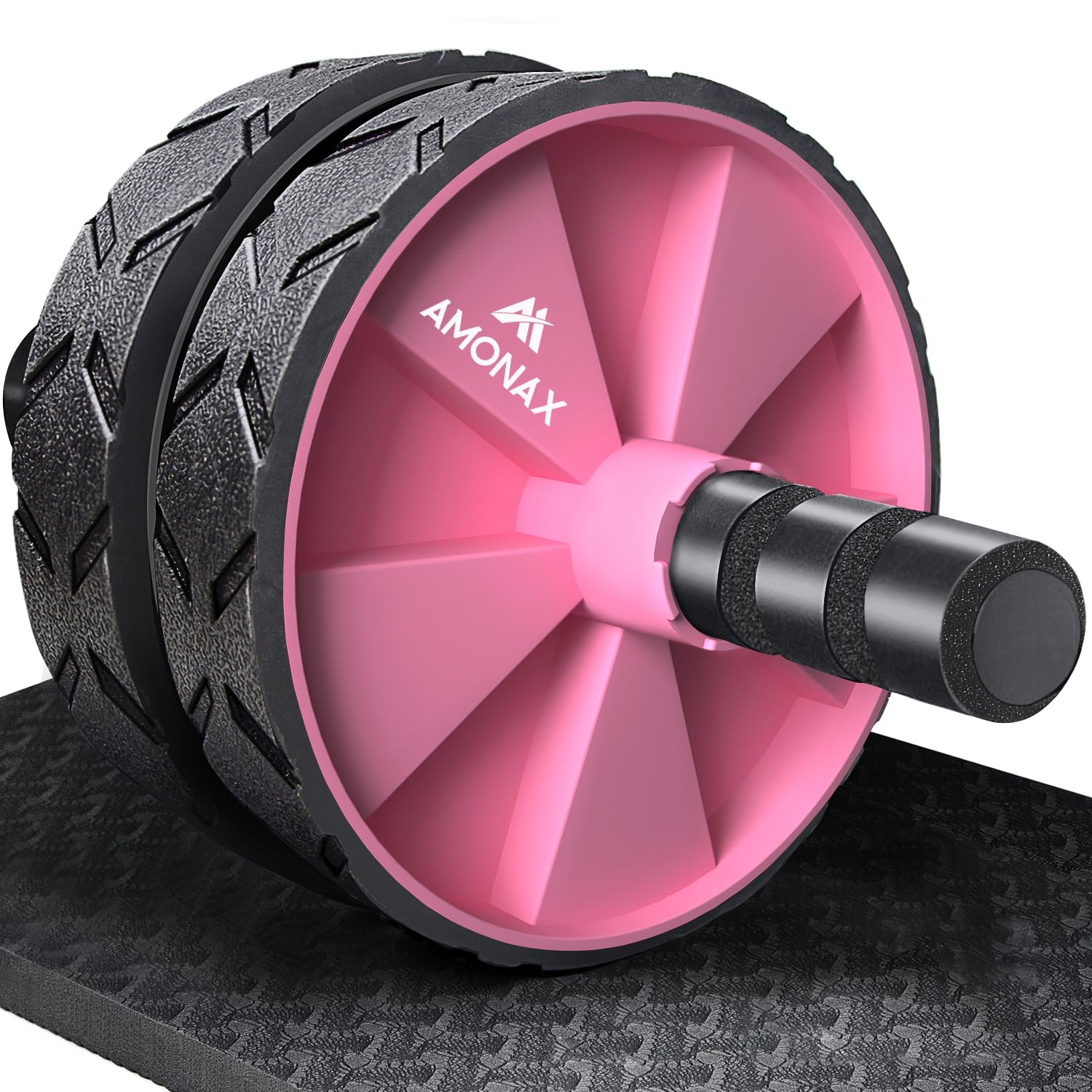 Amonax Bauchroller, bauchtrainer ab roller, bauchmuskeltrainer ab wheel set, mit Rutschfester, inkl. gut gepolsterter Kniematte/Knieauflage, für Männer und Frauen, Bauchmuskeltraining
