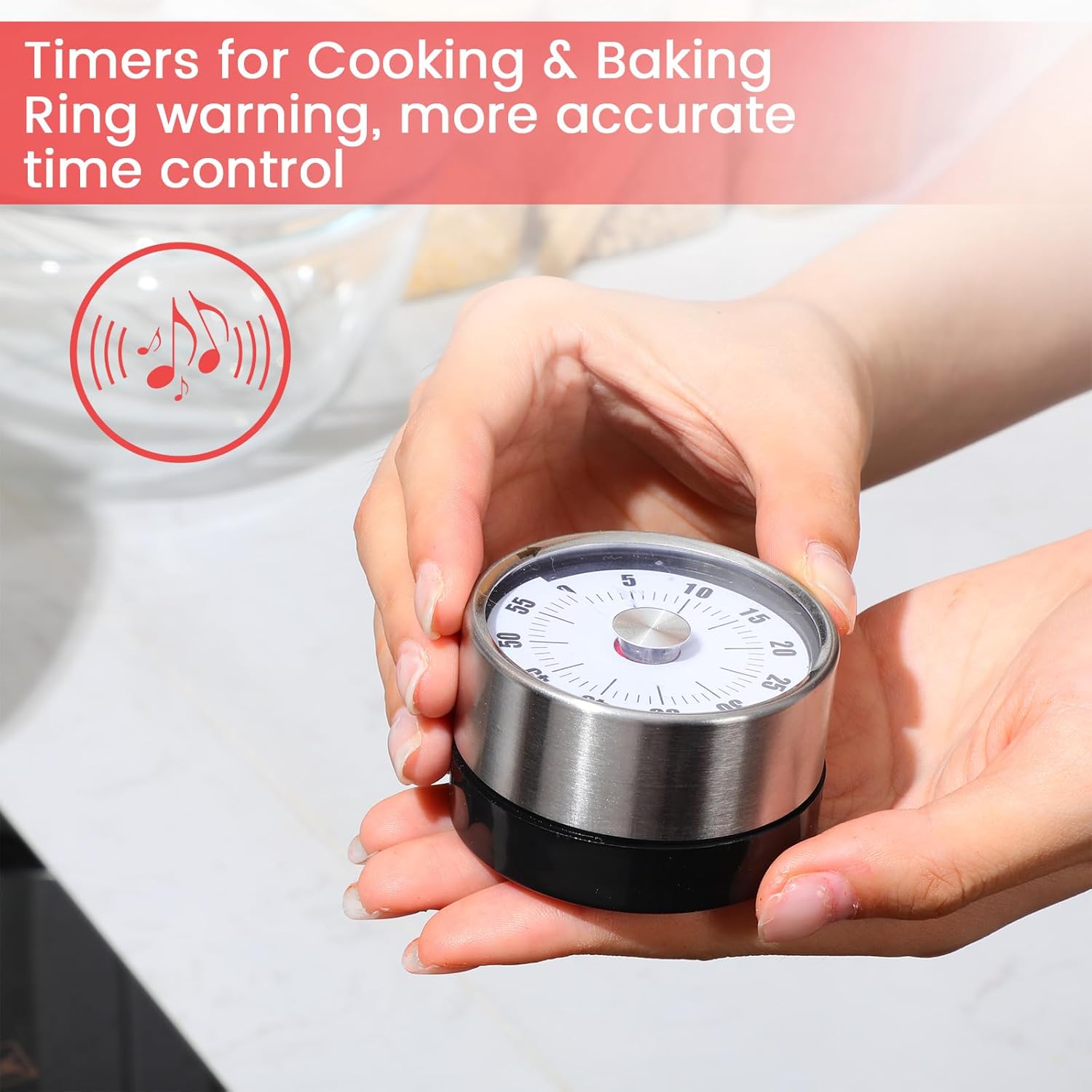 Kingdder 12 Pcs 60 Minute Magnetic Visual Timer 2.36 Inches Small Kitchen Countdown Timer Stainless Steel Mechanical Timing Tool for Classroom Teaching Whiteboard Meeting Working Cooking (White)