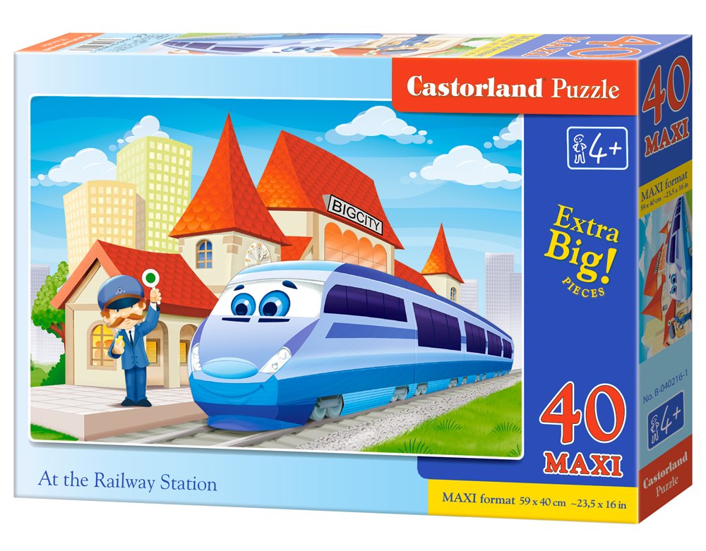 Castorland B-040216 Premium at The Railway Station Maxi Jigsaw Puzzle, 40 Pieces Set, Multicolour