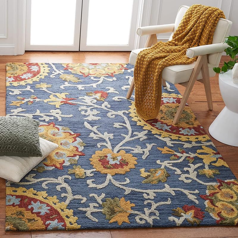 Image of Embossed Handmade GH Wool Thick Geometrical Carpet is a Stylish and Practical Addition to Any Living Room 7X9