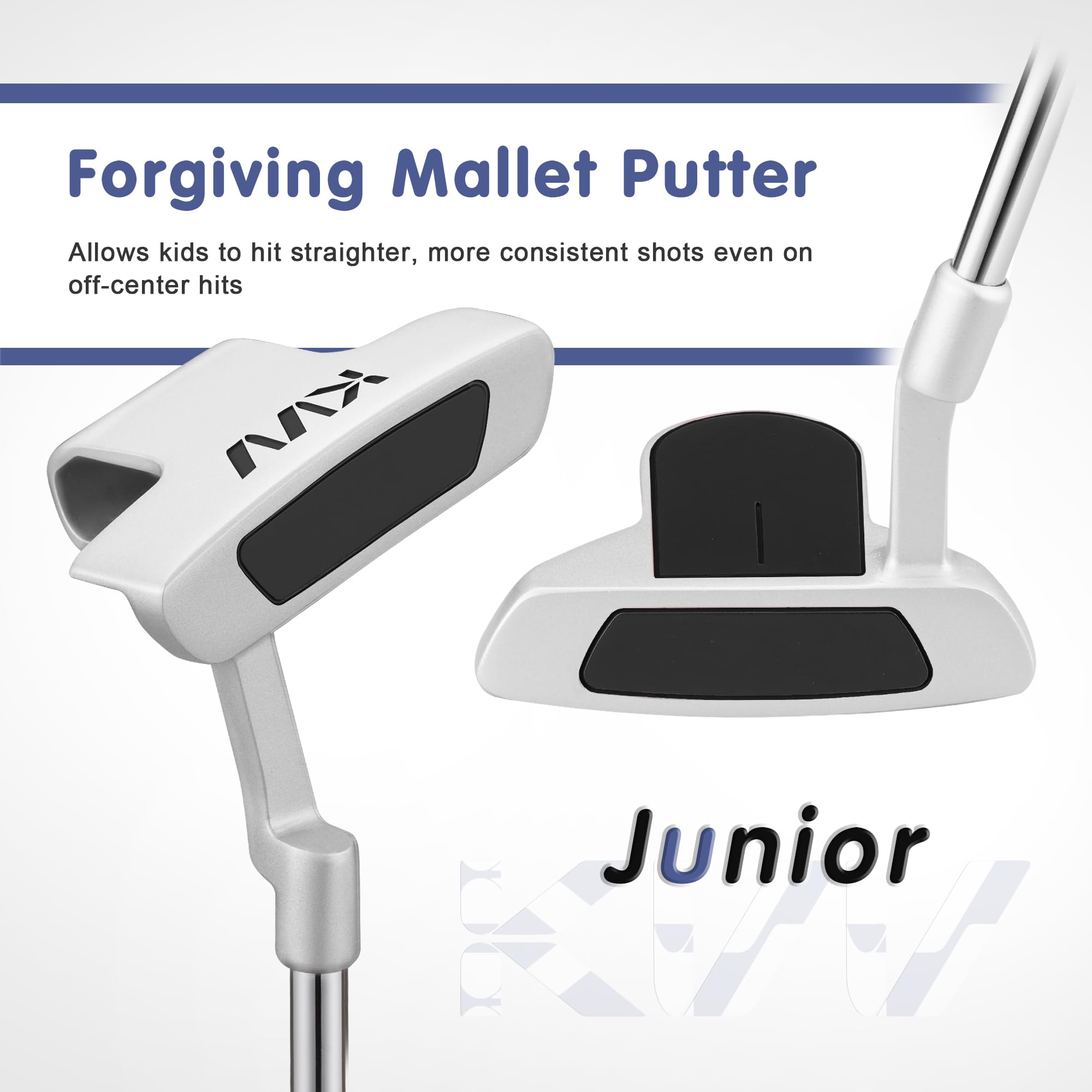 KVV Junior Golfschläger-Set für Kinder, Rechtshänder, Eisen, Putter, Weiß und Rosa, Alter 3–12 Jahre, perfekt für junge Golfer
