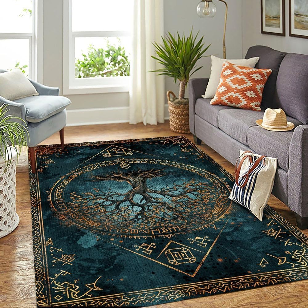 Generic Celtic Tree of Life Rug Carpet Outdoor Home Decorative Area Rug Bedroom Area Rug Hallway Bedroom Bathroom Outdoor Living Room Décor 2x3 3x5 4x6 5x8 5x9 ft Area Rug (Yggdrasil - 2), Custom