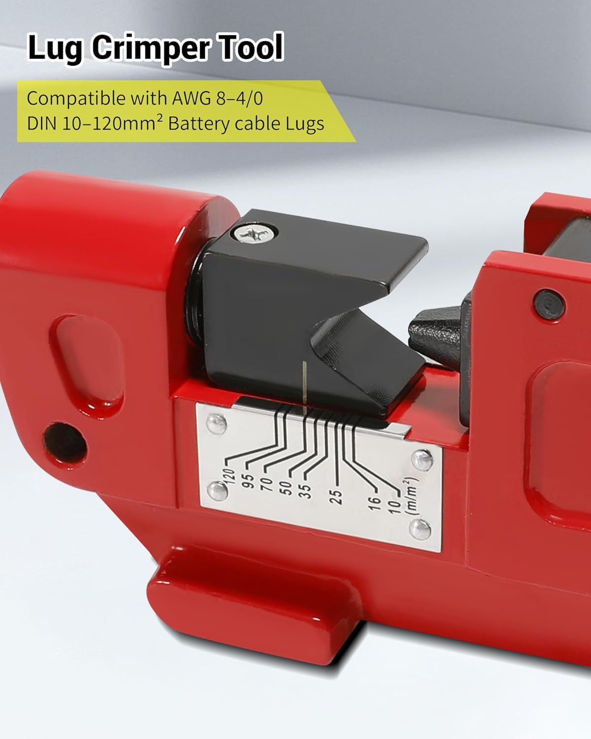 Upgraded Battery Cable Lug Crimping Tool AWG 8–4/0 DIELESS Indent Battery Terminal Crimper, Compatible with Lug Crimper & Anderson PP/SB Connector, Dieless Lug Crimper with AWG&DIN