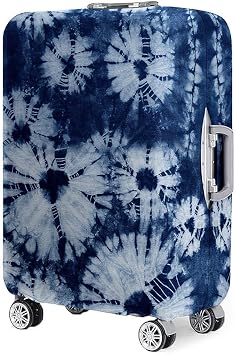 Lukery Luggage Cover, 3D Colourful Tie-Dye Suitcase Protector Travel Suitcase Protector Washable Anti-Scratch Stretch Protector Fits 18-32 Inch Suitcase Travel Accessories Denim Blue,S